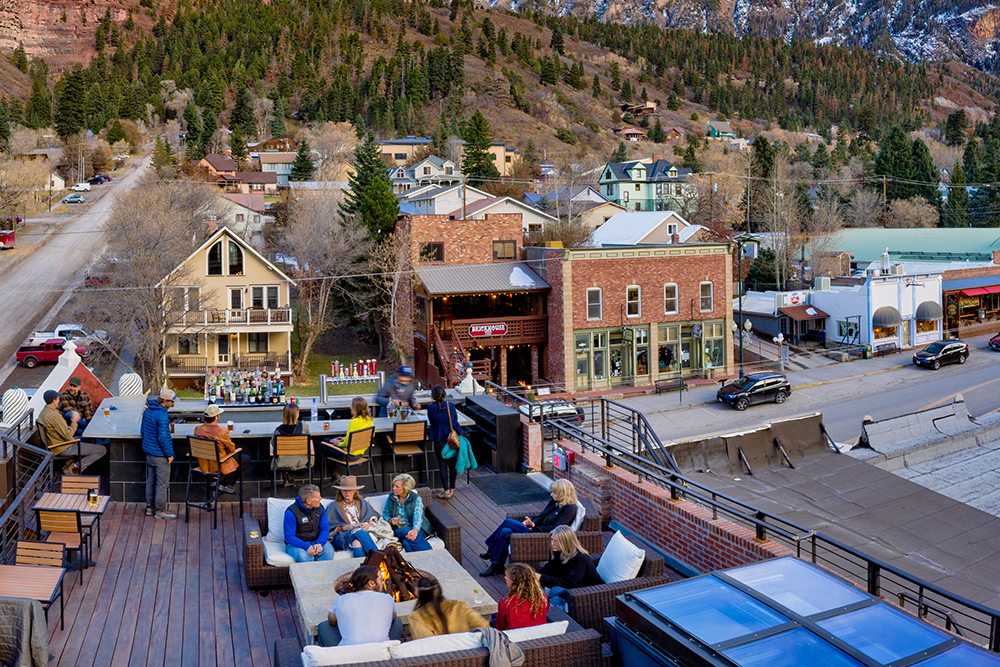 an arial view overlooking the Imogene rooftop bar.